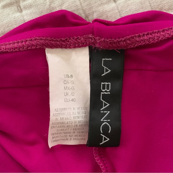 La Blanca Island Goddess Halter Triangle Top / Shirred Band Hipster Bikini Sz 8 - Picture 4 of 10